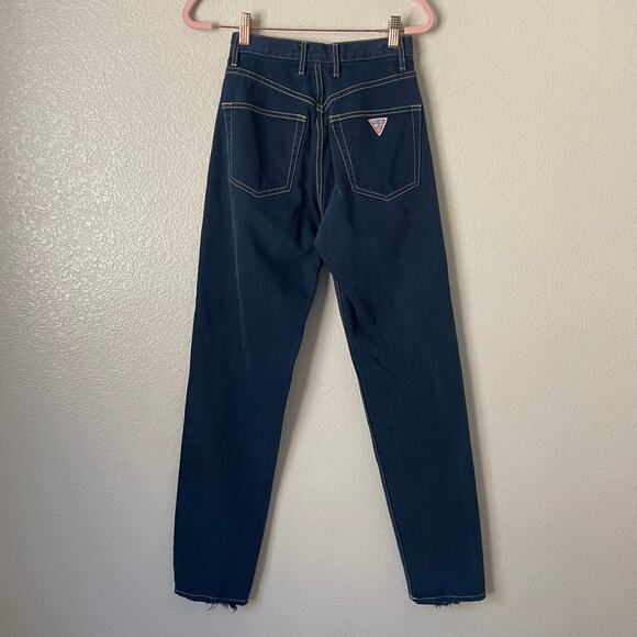 Vintage Guess Jeans Womens Size 26 Blue Denim Button Fly High Rise 90s Y2K Retro - Picture 6 of 13